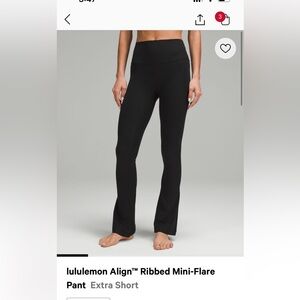 LULULEMON align ribbed mini flare- size 4-black